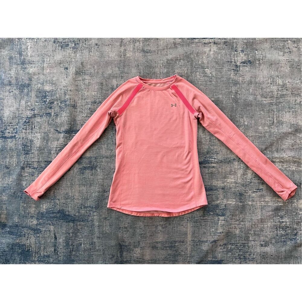 Under Armour Heathered Pink ColdGear Long Sleeve Athletic Top Small